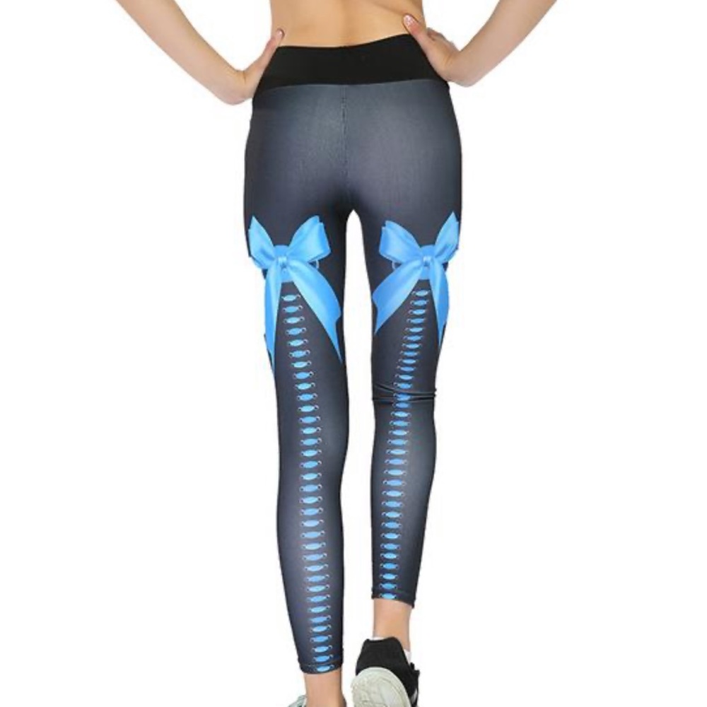 Sexy workout leggings / tights with bows on the back. Gray. Size M
